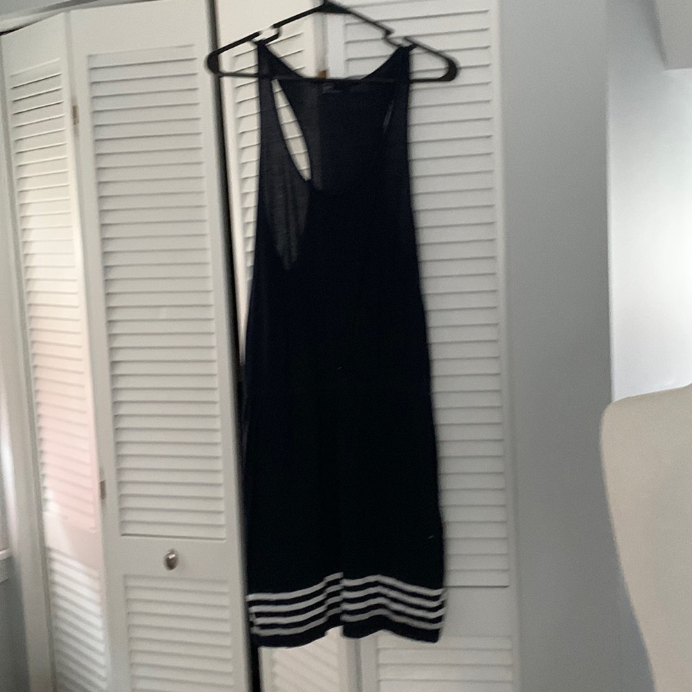 Gap navy cotton dress racer back elastic waist and stripped bottom